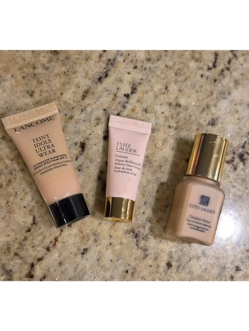 Lot of 3 Travel Sample Size Lancome Ultra Wear Estee Lauder Futurist Double Wear